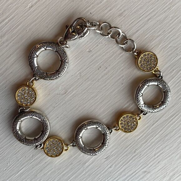 Brighton sun drops silver, gold, and inset crystals‎ round link bracelet - Picture 2 of 6